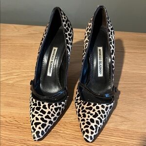 Manolo Blahnik Brown and Tan Animal Print Heels (used)